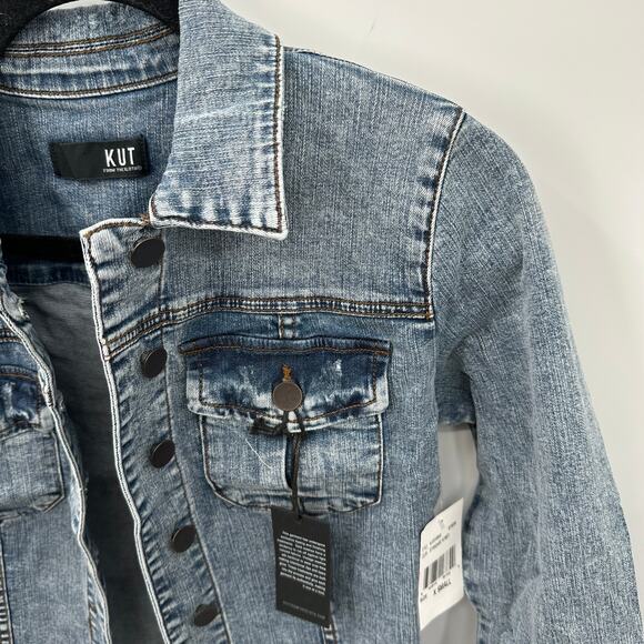 KUT FROM THE KLOTH NWT Kara Denim Jean Jacket in Medium Standard Wash// XS - Picture 9 of 13